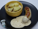 Boudin blanc au Cognac avec son gratin Dauphinois aux champignons