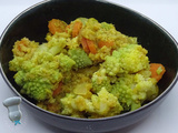 Chou romanesco, lentilles corail et carottes