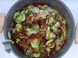 Poêlée de courgettes, chorizo et thon