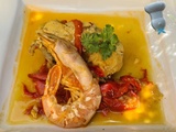 Ragoût de lotte et de crevettes à la sauce safranée