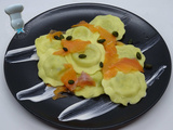 Raviolis au yaourt grec, saumon et pistaches