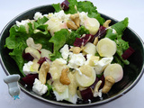 Salade de betteraves, coeurs de palmier, feta et noix de cajou