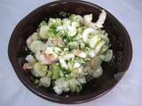 Salade de coeurs de palmier, crevettes, féta