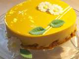 Entremet citron / yuzu, glaçage miroir