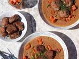 Velouté de lentilles corail, boulettes d’okara et carottes au cumin (vegan)