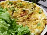 Omelette aux poireaux, sauge et cantal