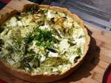 Quiche aux asperges vertes, fanes de radis et féta