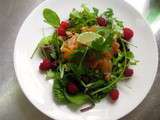 Millet, lentilles, framboises et gravlax