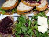 Sandwich betteraves, boeuf, roquette et cheddar fort