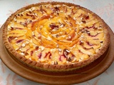 Tarte aux pêches et flan amandes