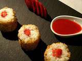 Makis riz au lait coco & citronnelle, fraise et nougatine