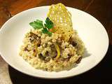 Risotto d'épeautre, chanterelles, magret séché et brebis des Pyrénées