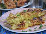 Brochettes de dinde au curry, yaourt et moutarde à l’ancienne