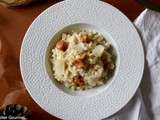 ﻿Célerisotto aux girolles, pour un plat de fêtes (risotto, céleri rave, champignon, noël, saint-sylvestre, accompagnement, parmesan, pignon de pin, viande, poisson)