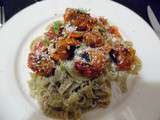 Boulettes de tempeh en sauce tomate sur fettucine d’édamame