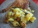 Cuisse de canard confit,pommes de terre,champignons