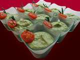 Verrines de smoothie avocat-concombre au romarin