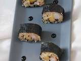 Makis de quinoas, mangue et crevette au sishouan