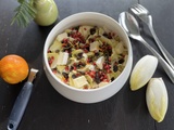 Salade d’endives, grenade, cranberries, brie et graines de courge