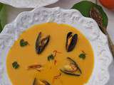 Velouté de potiron aux moules et au safran