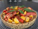 Tarte tomates et mozzarella en croûte de riz et sésame