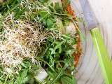 Pizza de flocons de quinoa, chèvre et roquette