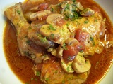 Cuisses de poulet chasseur au vin rouge