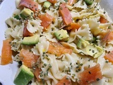 Salade de pâtes avocats saumon