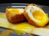 Oeuf mollet frit et poireaux vinaigrette