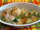 Gratin de courgettes au thon et crumble au peccorino