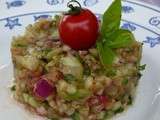 Tartare de concombre/tomate et oignon rouge