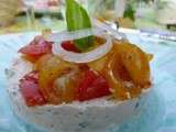 Tartare de tomates et rillettes de thon