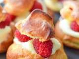 Choux à la crème vanille et aux framboises