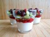 Verrine fromage blanc - kiwi - fruits rouges