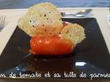 Nem de tomate et sa tuile de parmesan