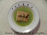 Saumon grillé sur velouté de courgettes et réduction de vinaigre balsamique