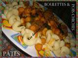 Pâtes aux boulettes et aux pois chiches