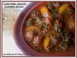 Tajine de boulettes de viande hachée, épinards et pommes de terre