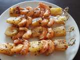 Brochettes crevettes ananas