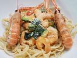 Fettucines aux crevettes et langoustines