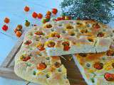 Focaccia aux thym-citron et tomates cerises