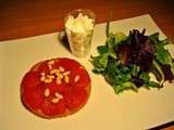 Petite tatin aux tomates, espuma de chèvre au miel