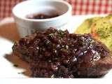 Rumsteak sauce echalote au vin rouge