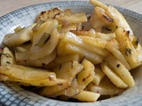 Yacon poêlé à l’ail de vigne et aux oignons frais