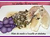 Filet de merlu a l'oseille et vitelottes