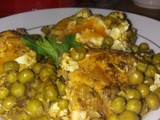 Tajine poulet, petits pois aux oeufs