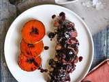 Magret de canard sauce cerises noires & pavés de butternut confits