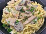 Fettucine poulet, champignons et crème de parmesan