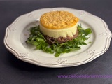 Parmentier de canard confit, roquette et tuile de parmesan( astuce)