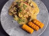 Poulet à la crème de parmesan et aux champignons